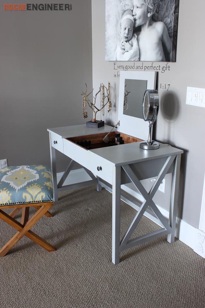 DIY Open Shelf Vanity With Free Plans