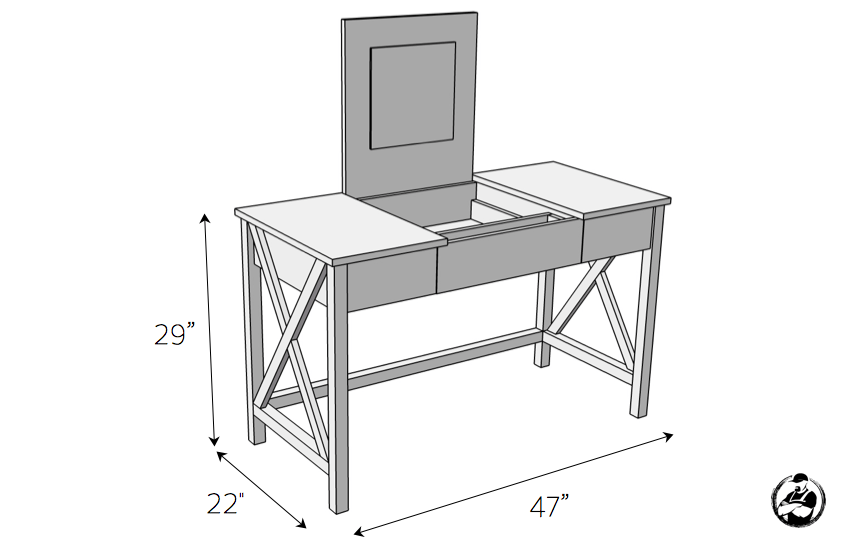 DIY Folding Vanity Plans - Dimensions