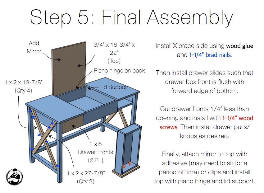 DIY Folding Vanity Plans - Step 5