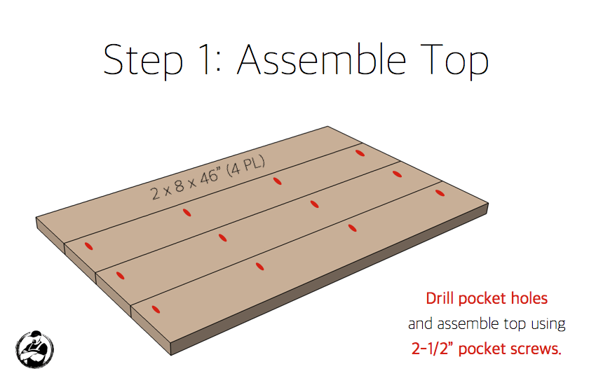 DIY Angled Leg Coffee Table Plans - Step 1