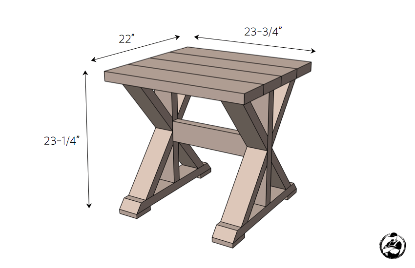 DIY Lybrook Side Table Plans - Dimensions