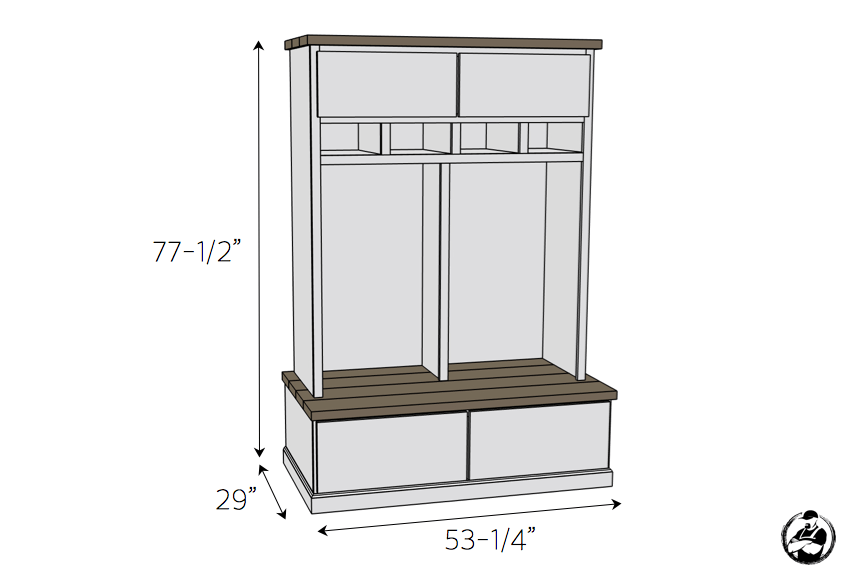 DIY Mud Room Locker Plans - Dimensions