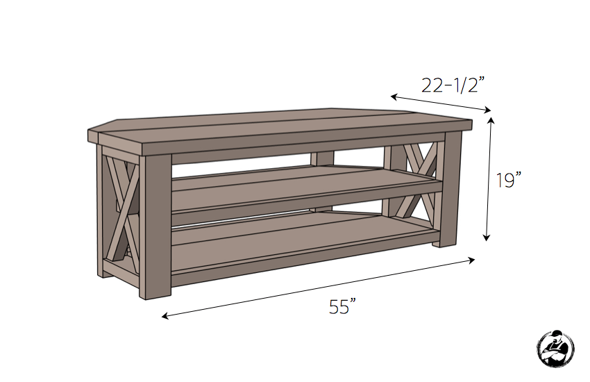 DIY Corner Media Center Plans - Dimensions