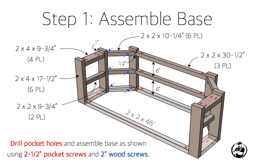 DIY Corner Media Center Plans - Step 1