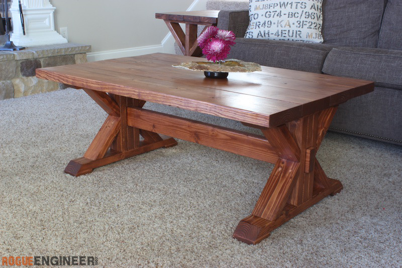 Trestle Coffee Table Free Diy Plans Rogue Engineer