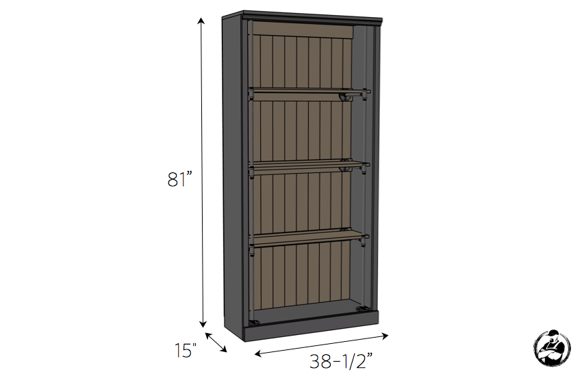 DIY Industrial Bookcase Plans - Dimensions