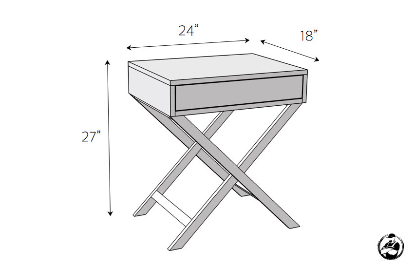 X Base Accent Table Plans - Dimensions