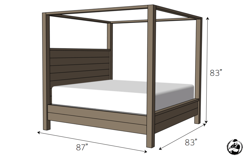 DIY Canopy Bed Plans - Dimensions