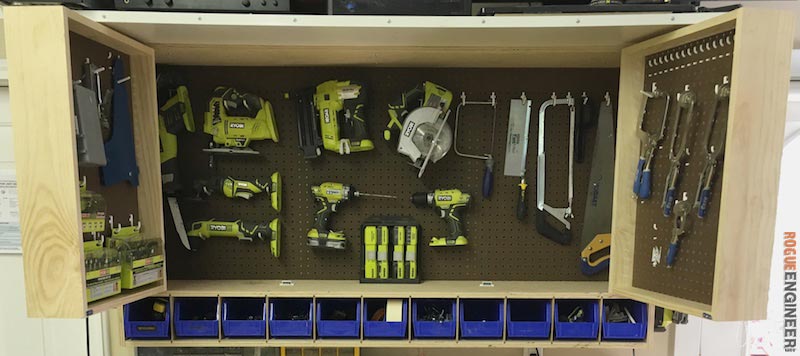 Tool cabinet outlet with pegboard