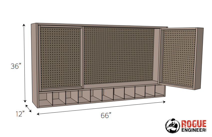 DIY Pegboard Wall Tool Storage Plans - Dimensions