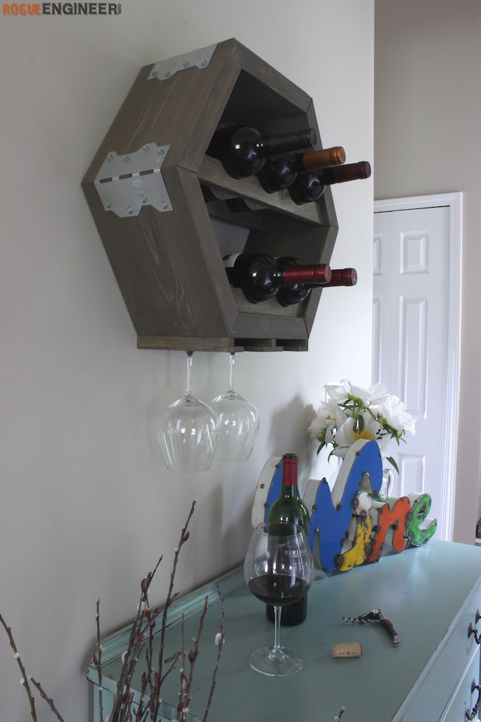 Wine bottle and discount glass holder plans