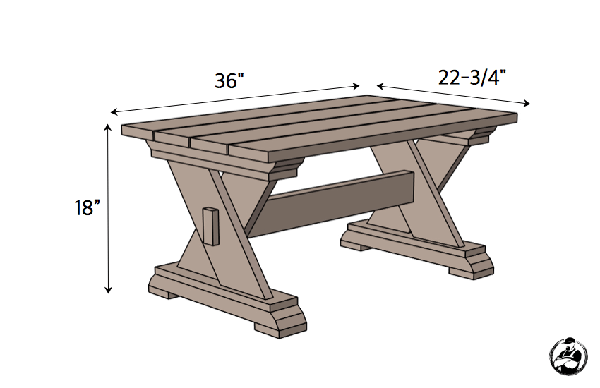 Small DIY Outdoor Coffee Table Plans - Dimensions