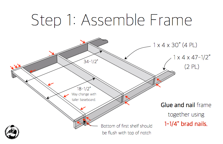 DIY Childrens Wall Bookshelf Plans - Step 1