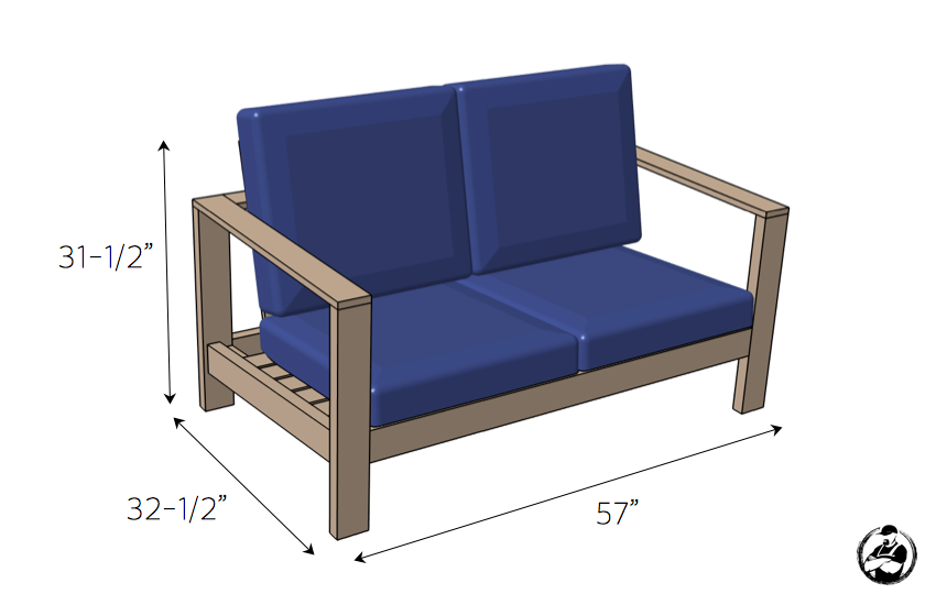 DIY Outdoor Loveseat Plans - Dimensions