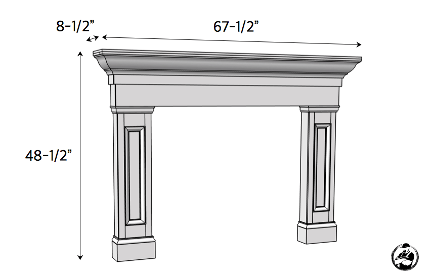 DIY Faux Fireplace Mantel Surround Plans - Dimensions