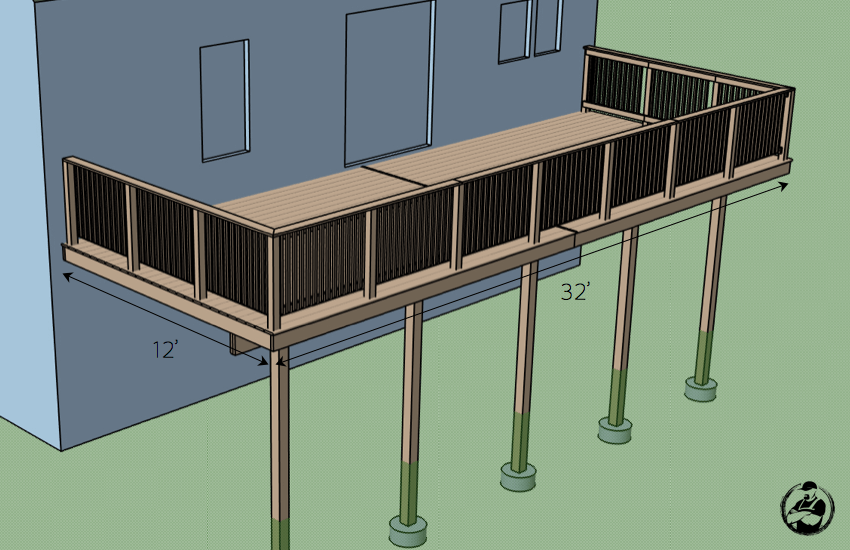 How to build a raised deck attached to house