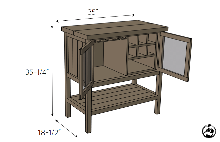 DIY Bar Cabinet Plans - Dimensions