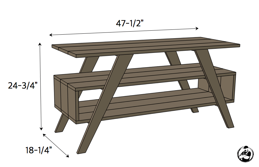 DIY Mid Century Modern Media Console Plans - Dimensions