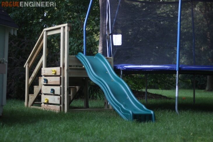 Trampoline Stairs With Slide Rogue Engineer - Diy Outdoor Slides
