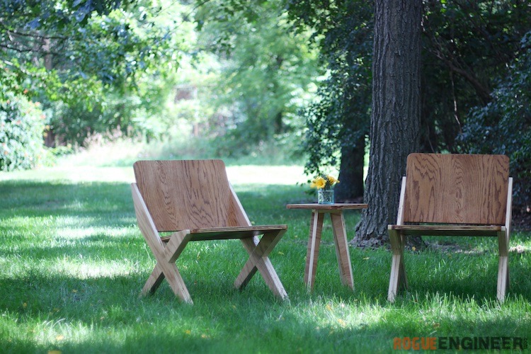 1 Sheet of Plywood = 2 Chairs + 1 Side Table || Free Plans