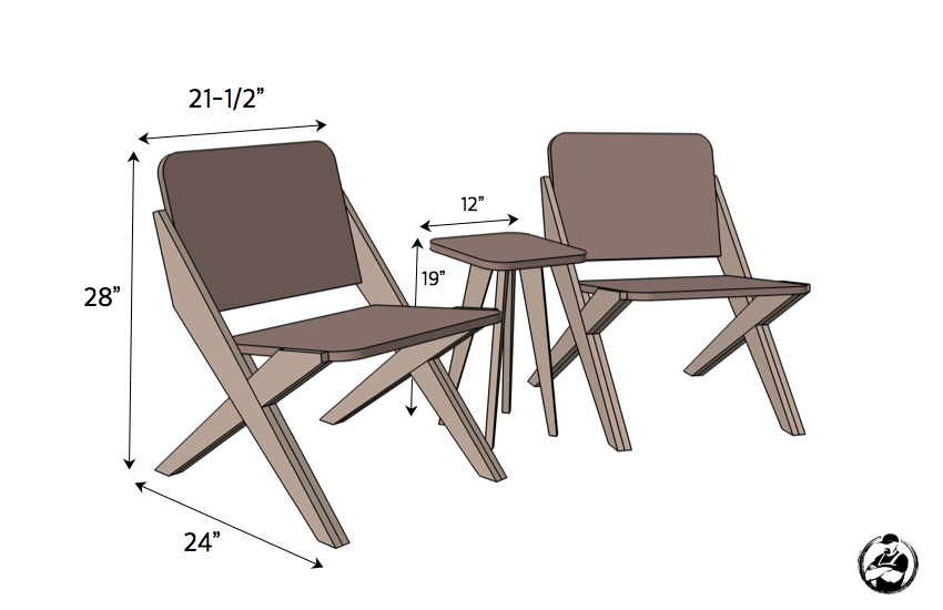 1 Sheet of Plywood = 2 Chairs + 1 Side Table || Free Plans