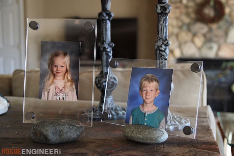 Clear Picture Frame w/ Rock Base