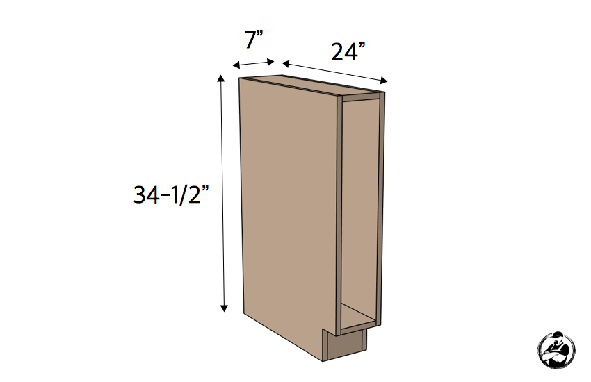 DIY 7in Slim Base Cabinet Plans Dimensions