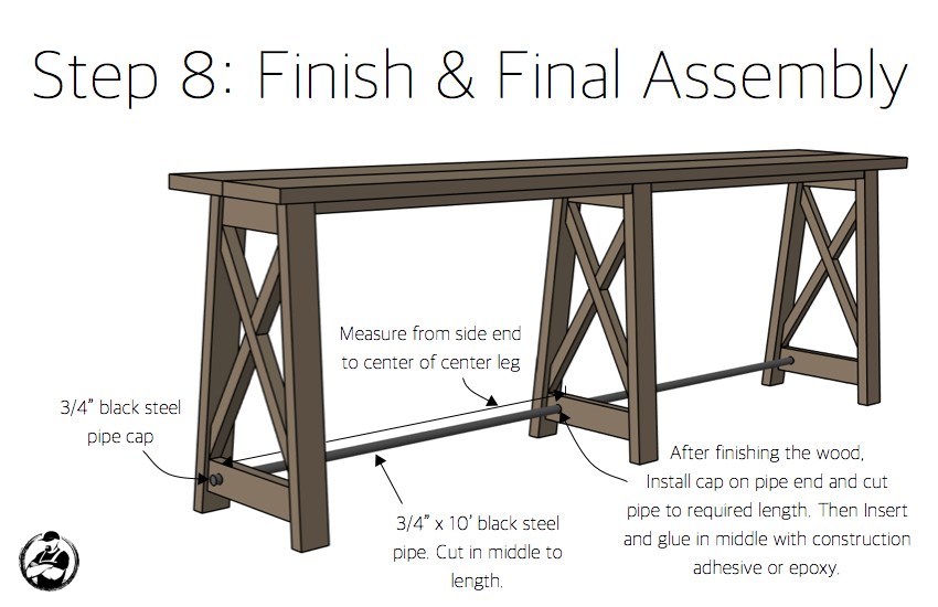 DIY Bar Top Console Table Plans Step 8