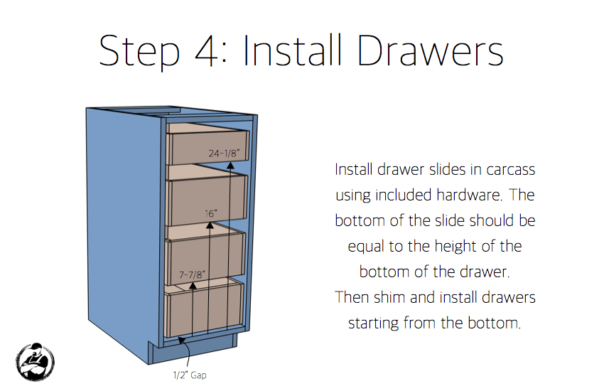 DIY 15in 4 Drawer Base Cabinet Plans Step 4