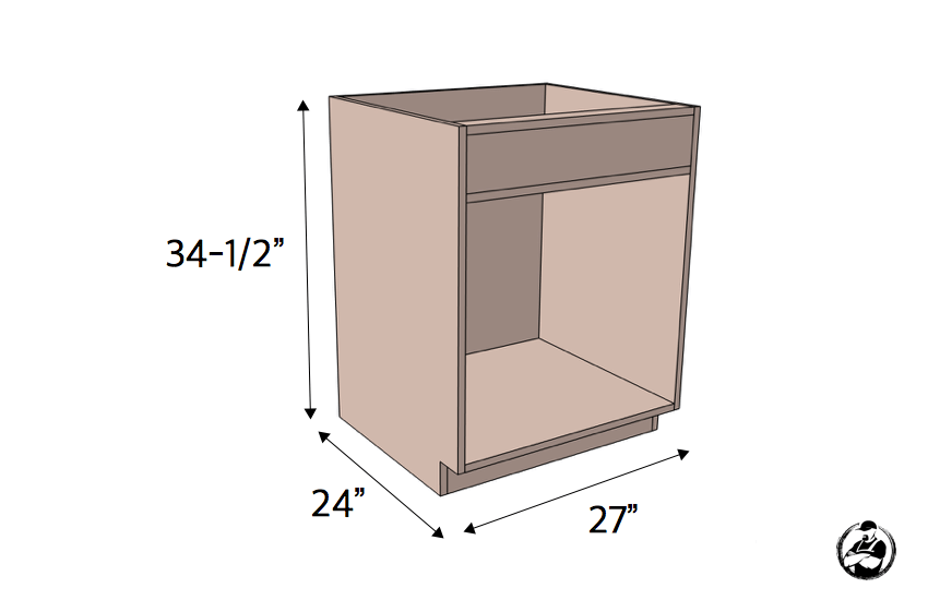 DIY 27in Sink Base Cabinet Carcass Plans Dimensions