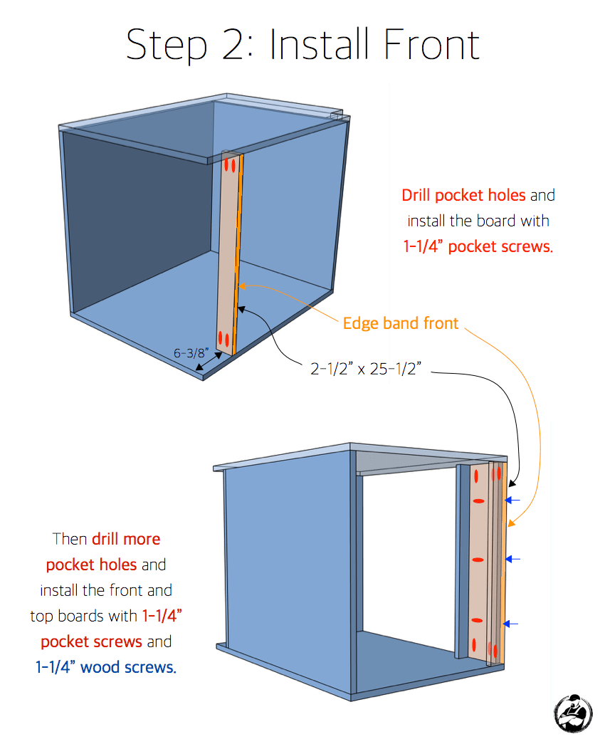 DIY 27in Sink Base Cabinet Carcass Plans Step 2