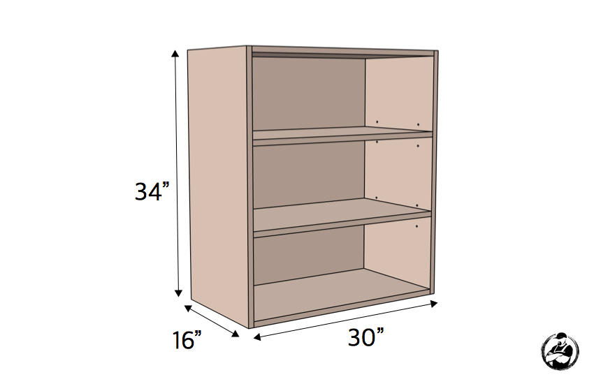 DIY 30in Upper Cabinet Carcass Plans Dimensions