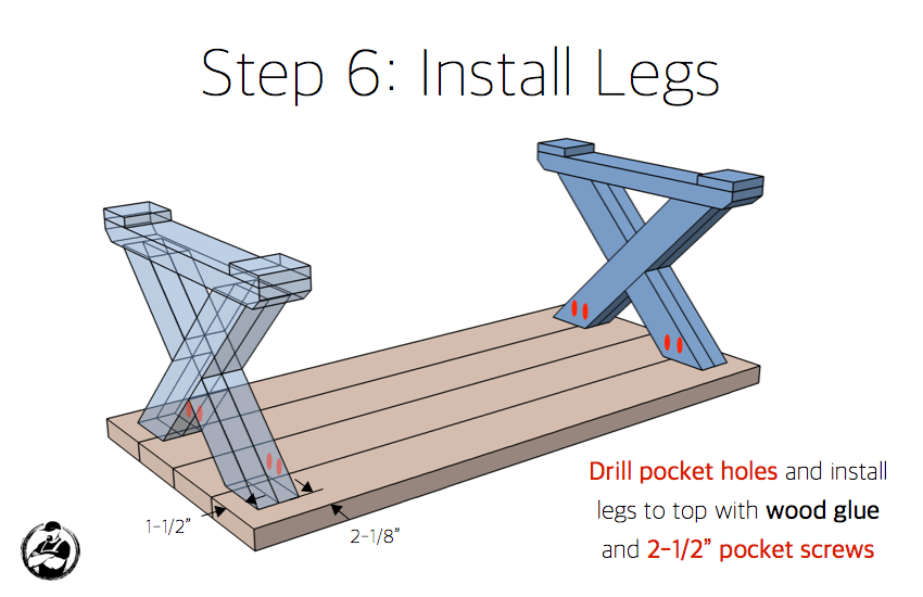 DIY X Leg Coffee Table with Shelf Plans Step 6