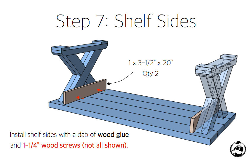 DIY X Leg Coffee Table with Shelf Plans Step 7