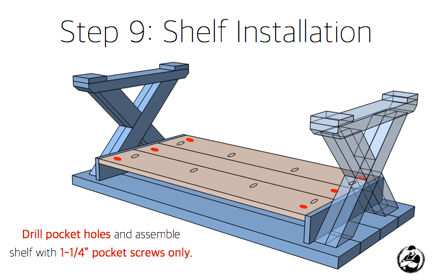 DIY X Leg Coffee Table with Shelf Plans Step 9