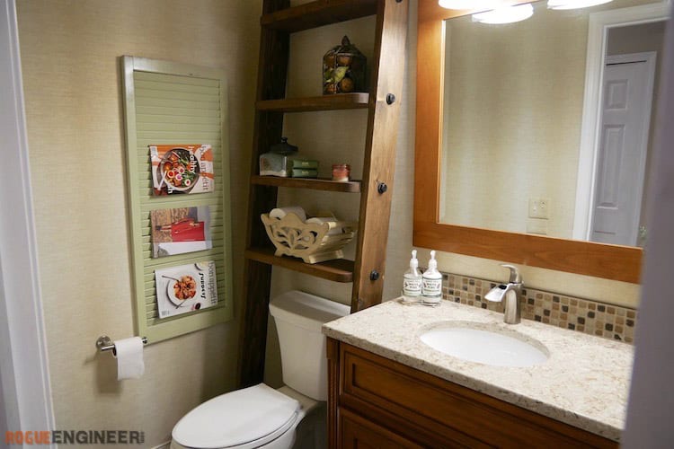 DIY Leaning Bathroom Shelf Plans Rogue Engineer 2