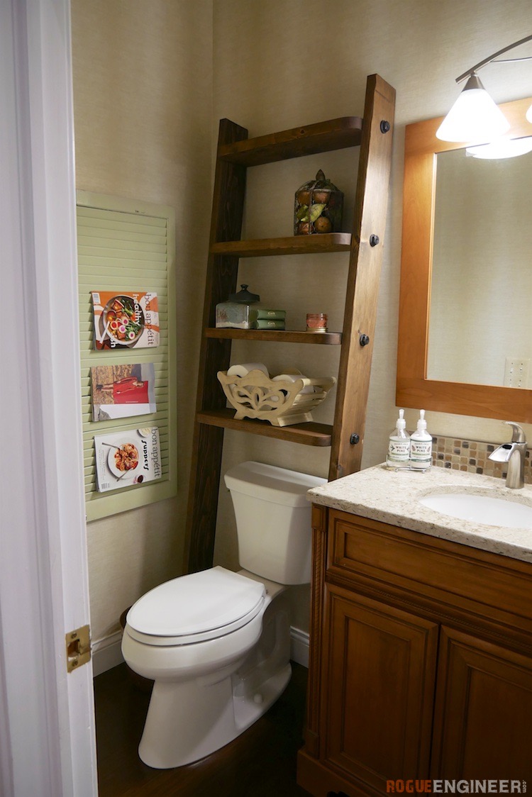 bathroom leaning ladder shelf