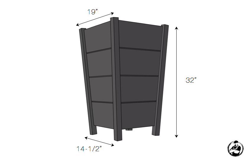 DIY Modern Tall Tapered Planter Plans Dimensions