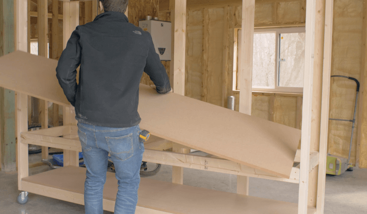 Rolling garage clearance shelves