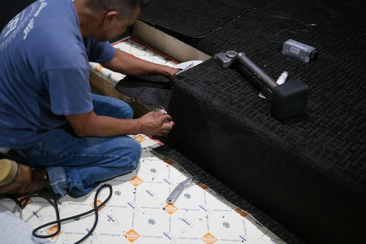 Theater Room Carpet Install 18