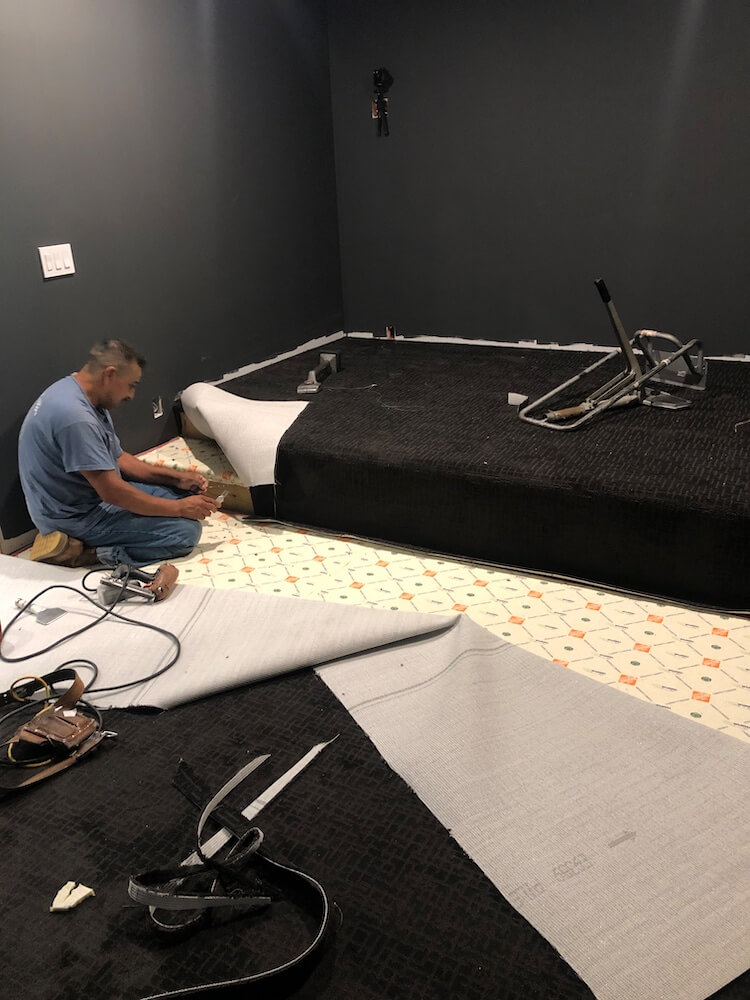 Theater Room Carpet Install 25