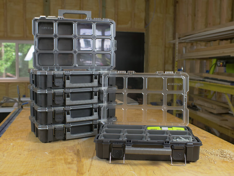 4-Pack Husky 36-Compartment Interlocking Small Parts Organizer (Black)