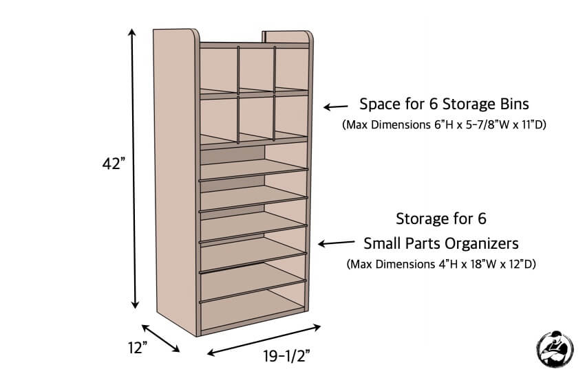 DIY Small Parts Organizer Plans Dimensions