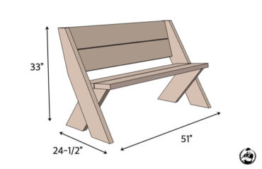 DIY Outdoor Bench In 30 Mins W Only 3 Tools Plans By Rogue Engineer   DIY Easy Outdoor Bench Plans Dimensions 370x239 