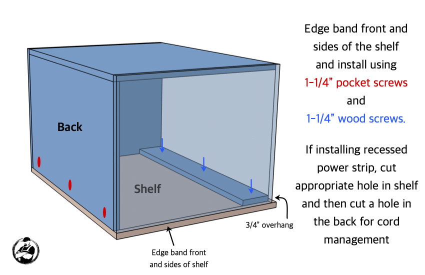 DIY Large Nightstand with Charging Shelf Plans Step 3