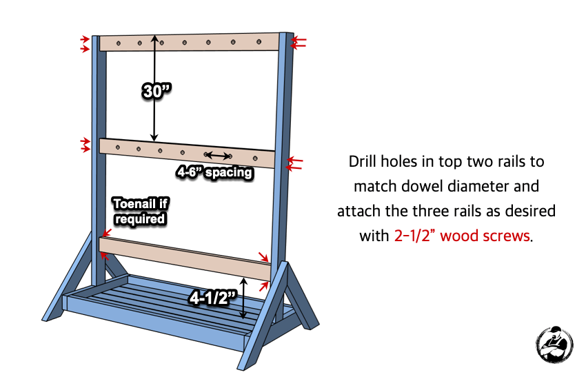 DIY Hockey Stick Ski Rack Plans Step 4