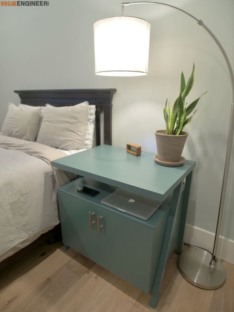 DIY Large Nightstand Plans with Charging Shelf Rogue Engineer 5