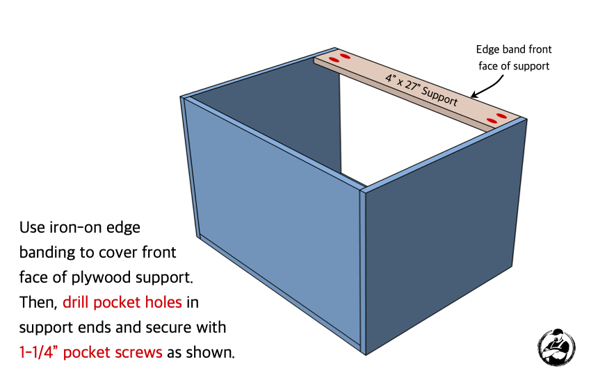 DIY Large Nightstand with Charging Shelf Plans Step 2