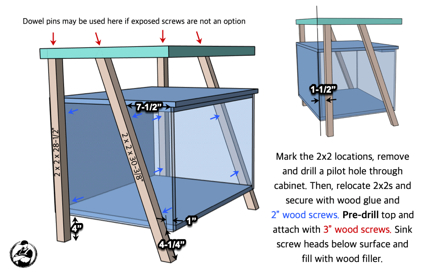 DIY Large Nightstand with Charging Shelf Plans Step 5