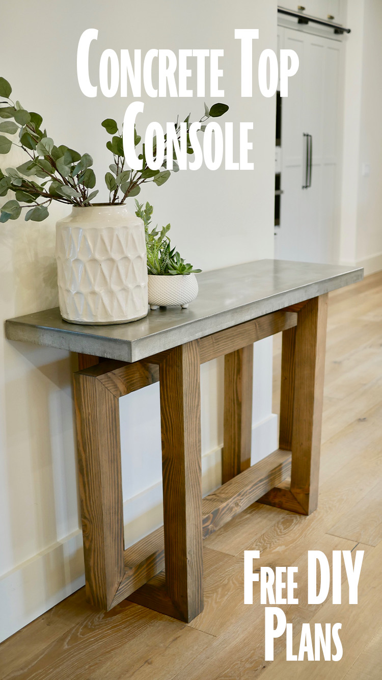 DIY Console Table with Concrete Top Pin It